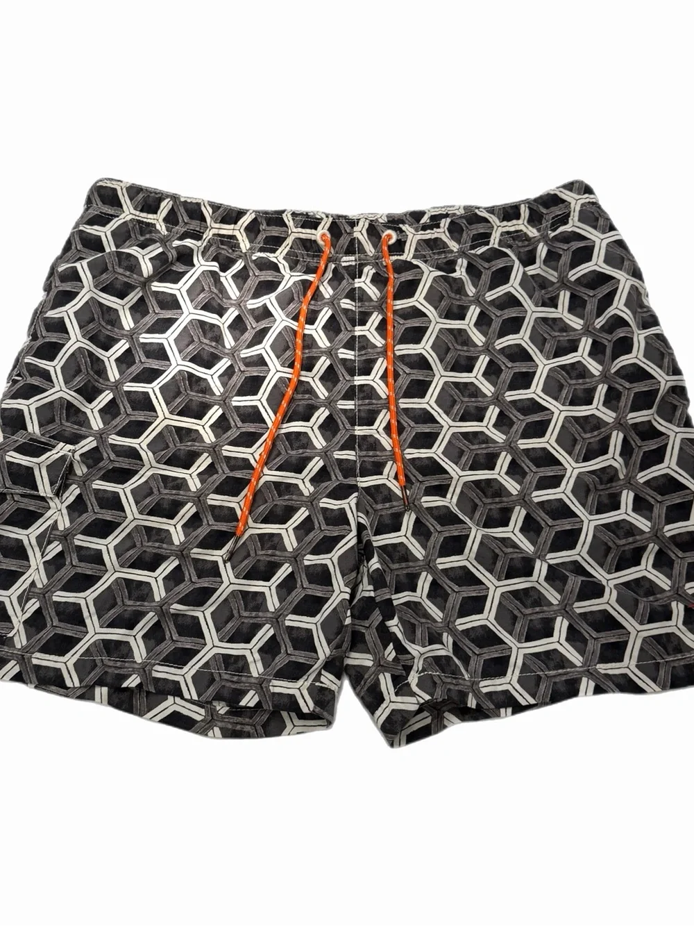 Tommy Bahama Relax Men’s Black & White Honeycomb Print Swim Trunk Shorts - Large